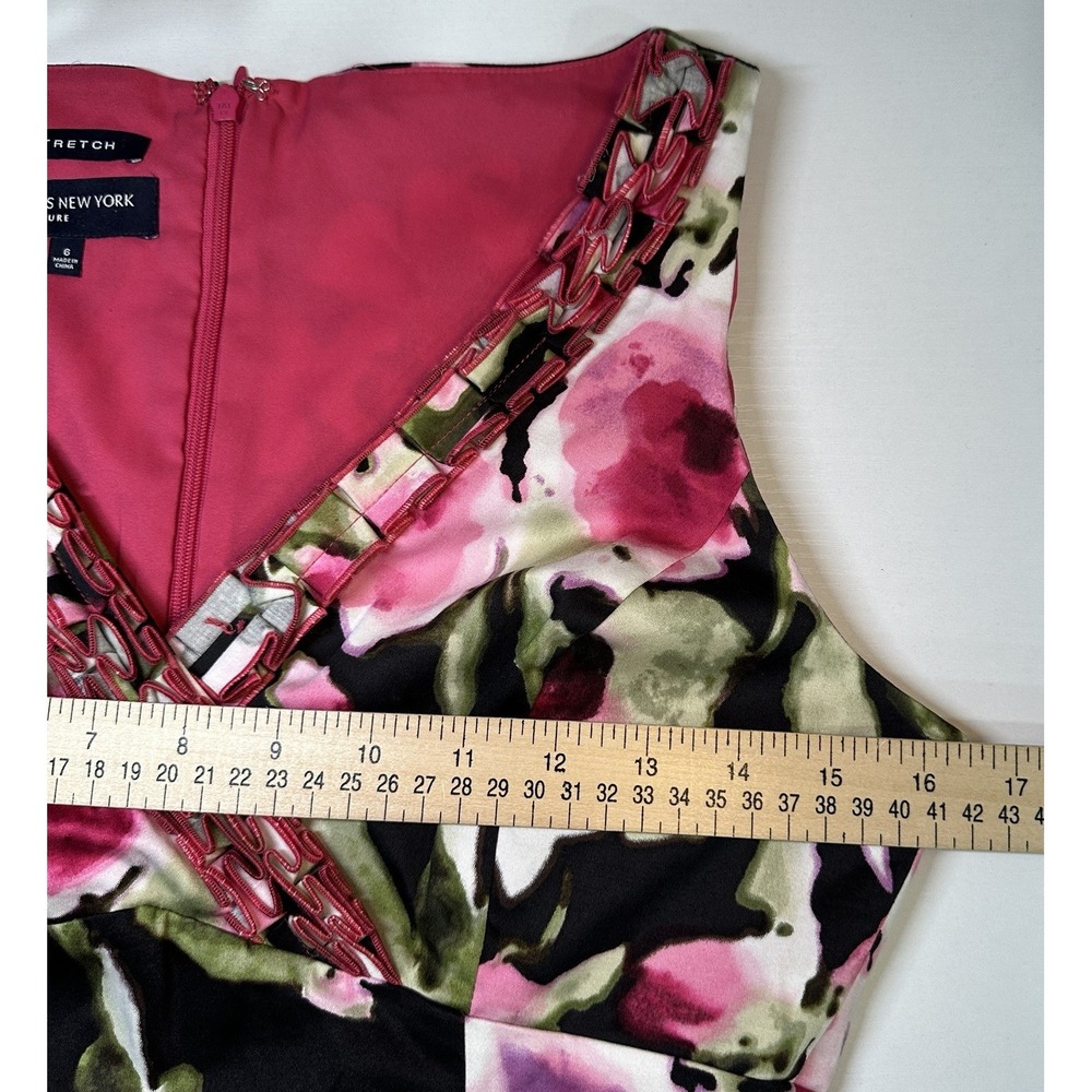 Jones New York Signature Sheath Dress Size 6 Pink Floral Stretch Sleeveless Zip - Picture 6 of 11